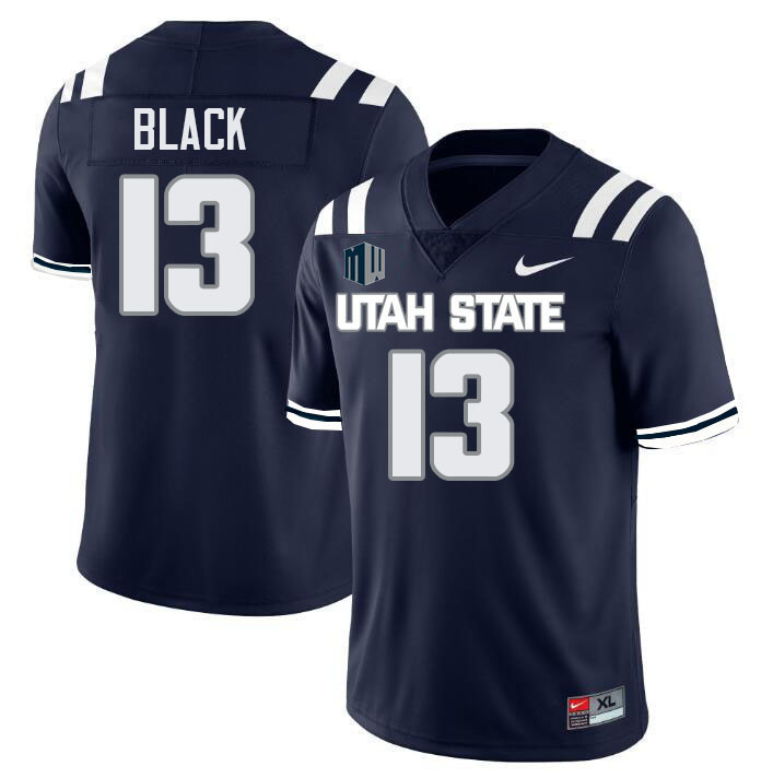 Utah State Aggies #13 Zakkarii Black College Football Jerseys Stitched Sale-Navy